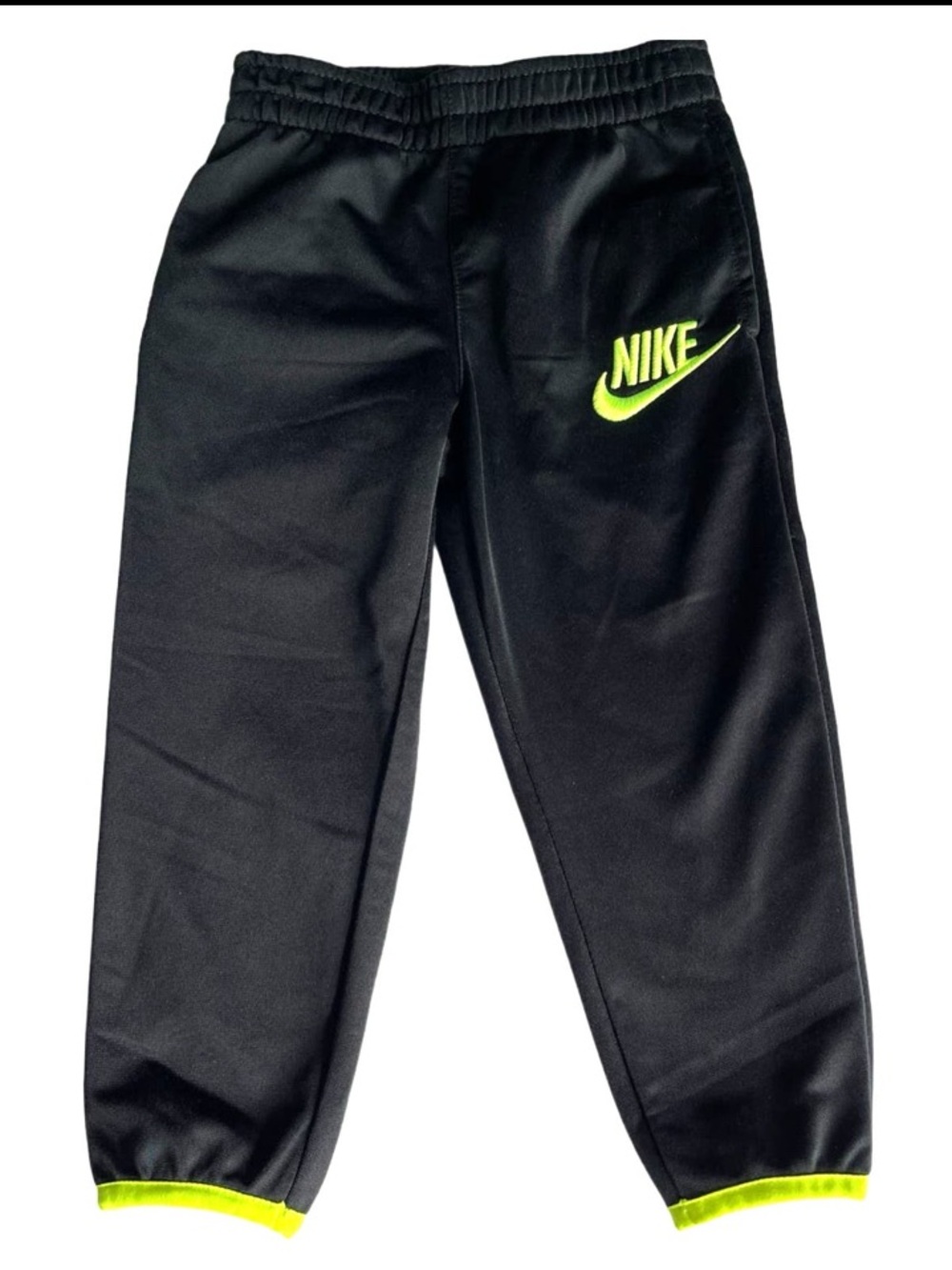 Nike Kids Black Joggers with Neon Yellow Swoosh